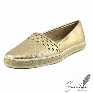 Aerosoles Fun Times Gold Round Toe Flats Loafer